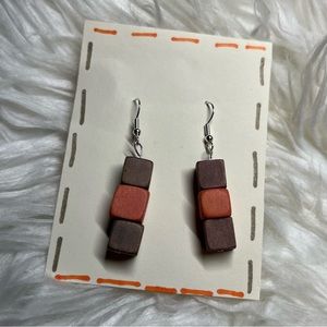 brown and orange block earrings